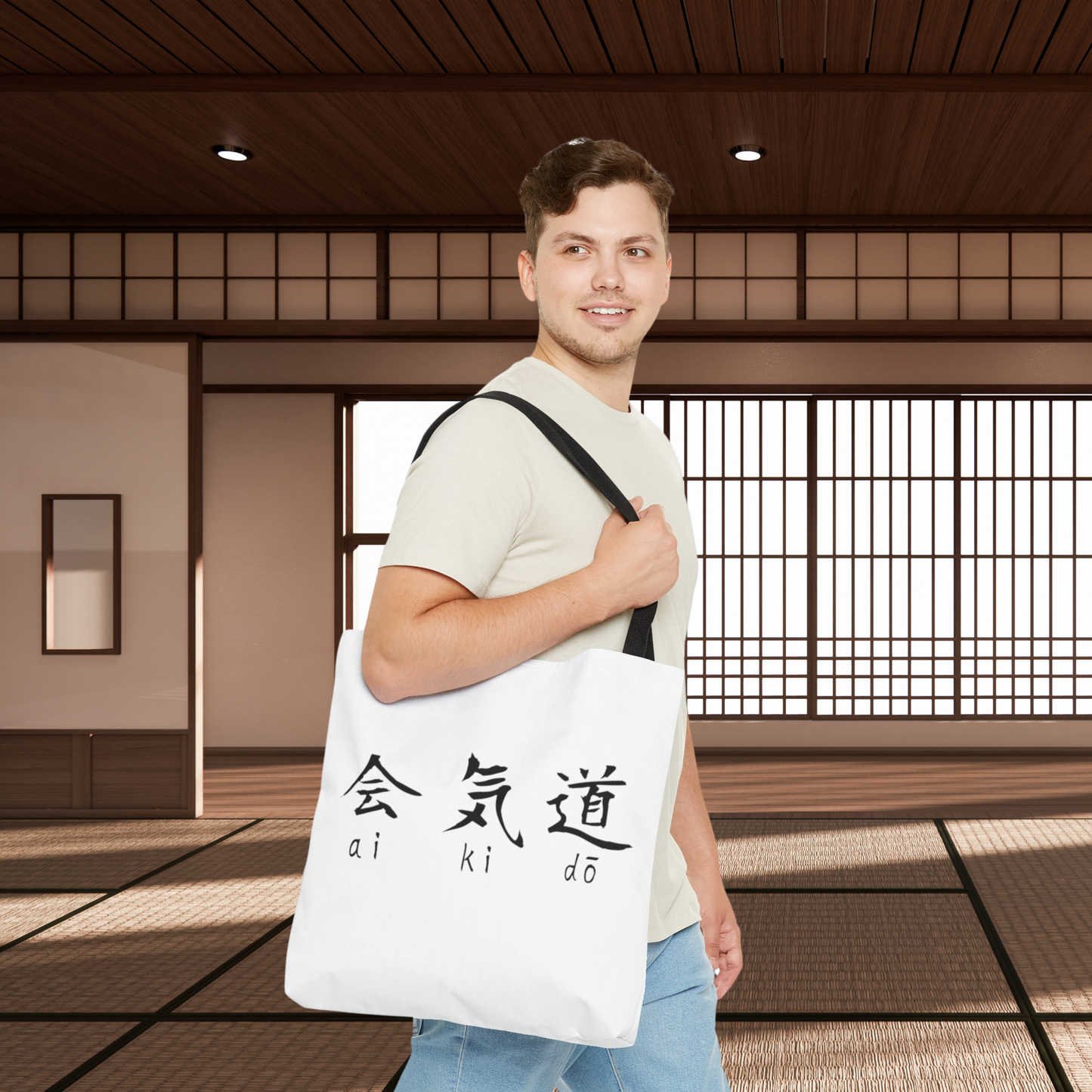 Aikido Kanjis White Tote Bag